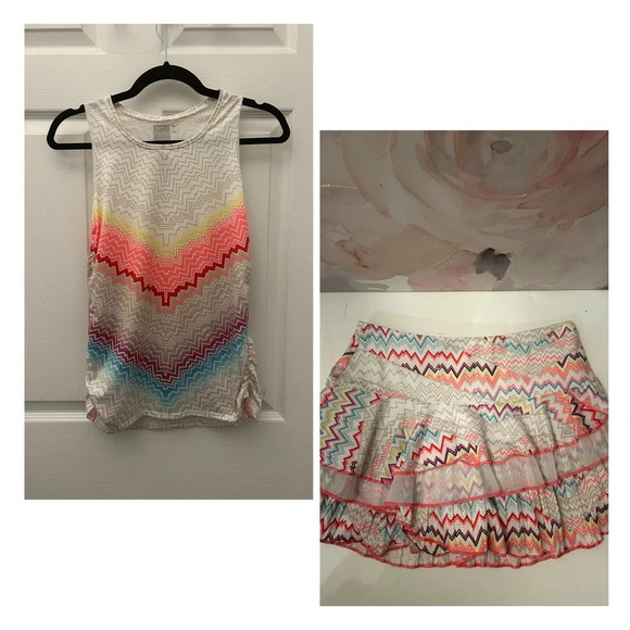 . Lucky In Love "so Pretty" Pleated Tier Tennis Skirt and top set - Picture 1 of 8